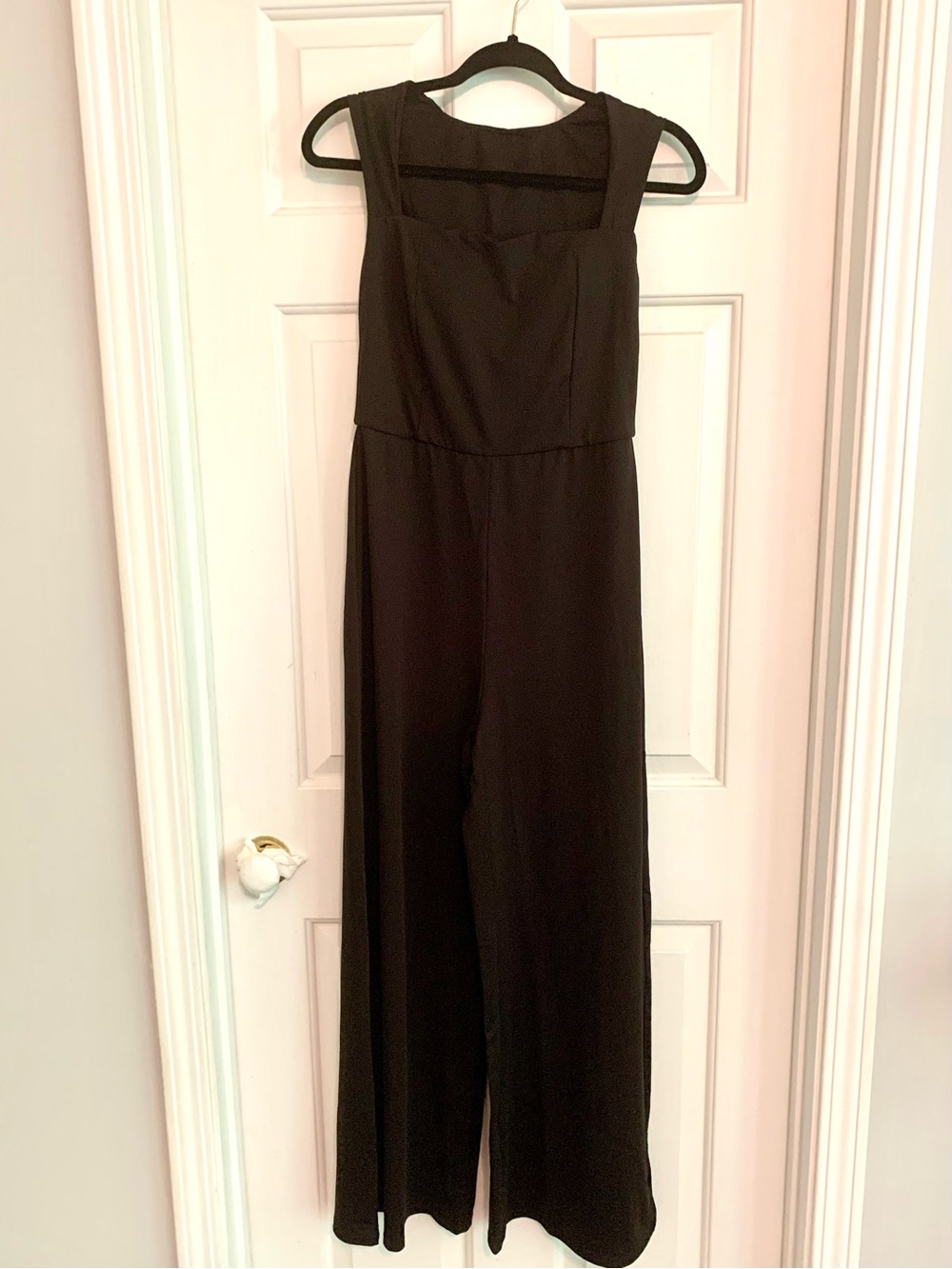 NWOT Halara Black Sleeveless Square Neck Wide-Leg Jumpsuit